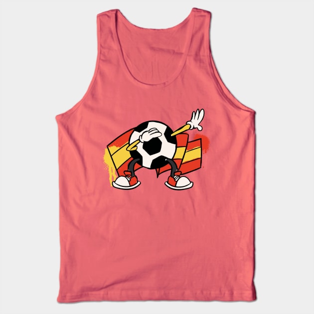 Dabbing Soccer Ball Cartoon Spain Spanish Flag Football Tank Top by Now Boarding